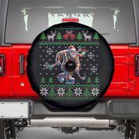 Ugly Christmas Bigfoot Playing Hockey Spare Tire Cover Funny Xmas Gift - Wonder Print Shop