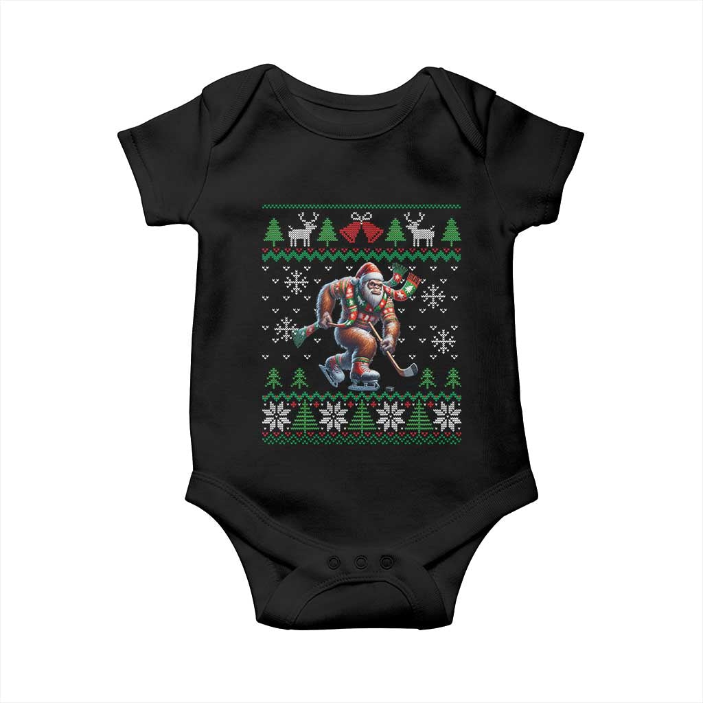 Ugly Christmas Bigfoot Playing Hockey Baby Onesie Funny Xmas Gift - Wonder Print Shop