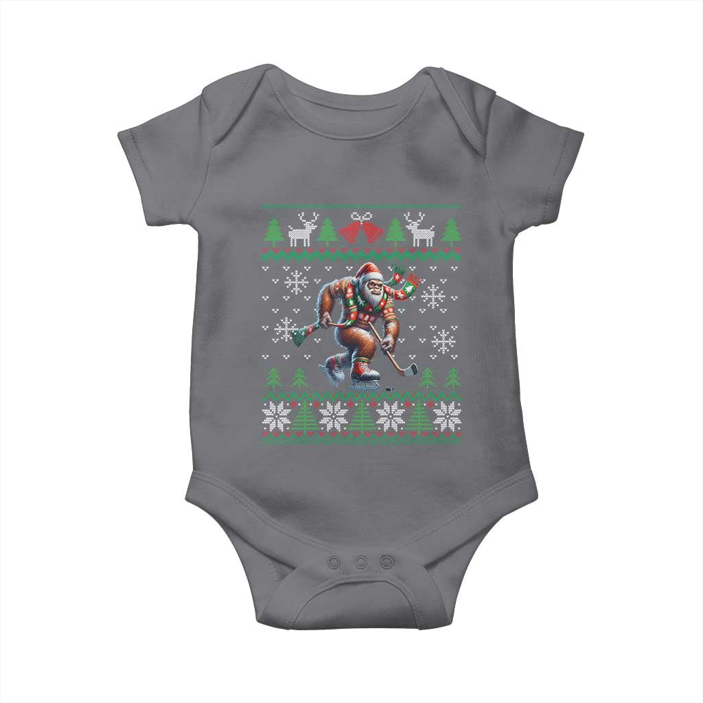 Ugly Christmas Bigfoot Playing Hockey Baby Onesie Funny Xmas Gift - Wonder Print Shop