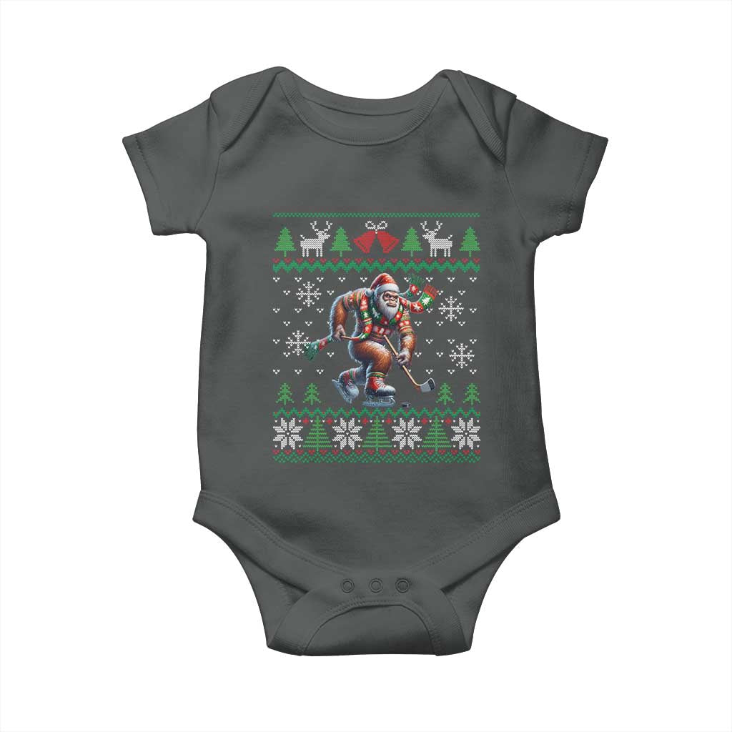 Ugly Christmas Bigfoot Playing Hockey Baby Onesie Funny Xmas Gift - Wonder Print Shop