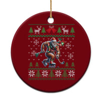 Ugly Christmas Bigfoot Playing Hockey Ceramic Ornament Funny Xmas Gift - Wonder Print Shop