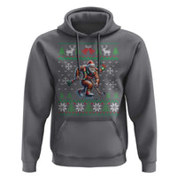 Ugly Christmas Bigfoot Playing Hockey Hoodie Funny Xmas Gift - Wonder Print Shop