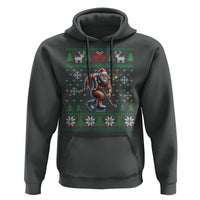 Ugly Christmas Bigfoot Playing Hockey Hoodie Funny Xmas Gift - Wonder Print Shop