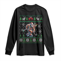 Ugly Christmas Bigfoot Playing Hockey Long Sleeve Shirt Funny Xmas Gift - Wonder Print Shop