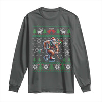 Ugly Christmas Bigfoot Playing Hockey Long Sleeve Shirt Funny Xmas Gift - Wonder Print Shop