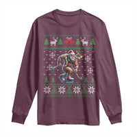 Ugly Christmas Bigfoot Playing Hockey Long Sleeve Shirt Funny Xmas Gift - Wonder Print Shop