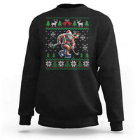 Ugly Christmas Bigfoot Playing Hockey Sweatshirt Funny Xmas Gift - Wonder Print Shop