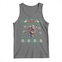 Ugly Christmas Bigfoot Playing Hockey Tank Top Funny Xmas Gift - Wonder Print Shop