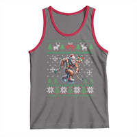 Ugly Christmas Bigfoot Playing Hockey Tank Top Funny Xmas Gift - Wonder Print Shop