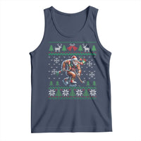 Ugly Christmas Bigfoot Playing Hockey Tank Top Funny Xmas Gift - Wonder Print Shop