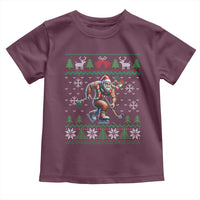 Ugly Christmas Bigfoot Playing Hockey Toddler T Shirt Funny Xmas Gift - Wonder Print Shop