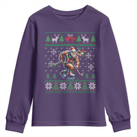 Ugly Christmas Bigfoot Playing Hockey Youth Sweatshirt Funny Xmas Gift - Wonder Print Shop