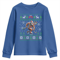 Ugly Christmas Bigfoot Playing Hockey Youth Sweatshirt Funny Xmas Gift - Wonder Print Shop