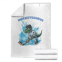 Hockeysaurus Throw Blanket Funny Dinosaur Playing Ice Hockey Gift - Wonder Print Shop