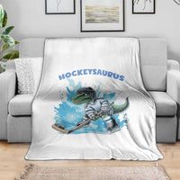 Hockeysaurus Throw Blanket Funny Dinosaur Playing Ice Hockey Gift - Wonder Print Shop