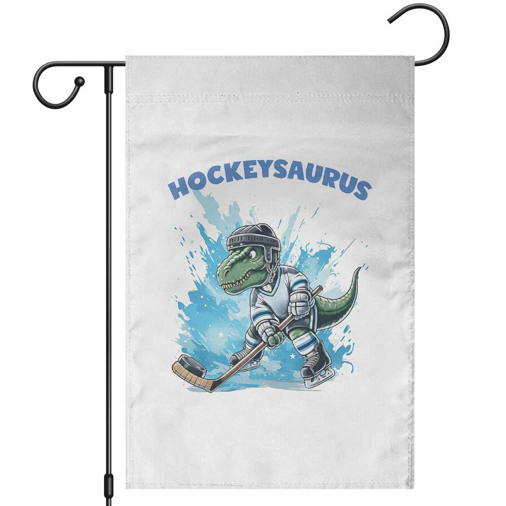 Hockeysaurus Garden Flag Funny Dinosaur Playing Ice Hockey Gift - Wonder Print Shop
