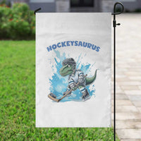 Hockeysaurus Garden Flag Funny Dinosaur Playing Ice Hockey Gift - Wonder Print Shop