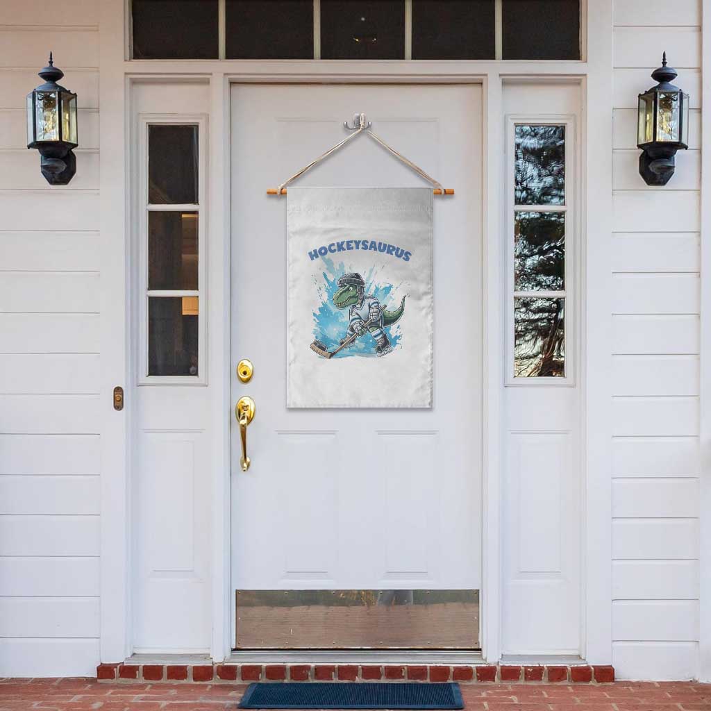 Hockeysaurus Garden Flag Funny Dinosaur Playing Ice Hockey Gift - Wonder Print Shop