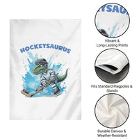 Hockeysaurus Garden Flag Funny Dinosaur Playing Ice Hockey Gift - Wonder Print Shop