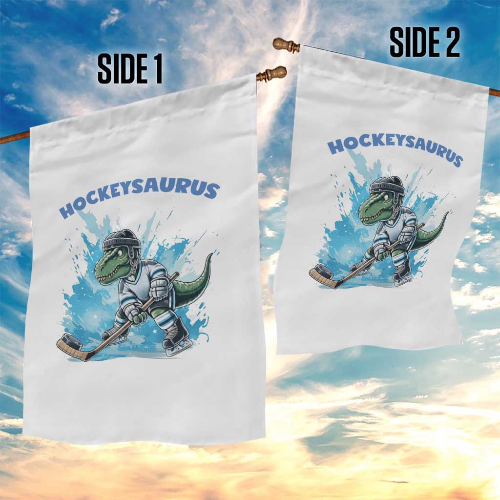 Hockeysaurus Garden Flag Funny Dinosaur Playing Ice Hockey Gift - Wonder Print Shop