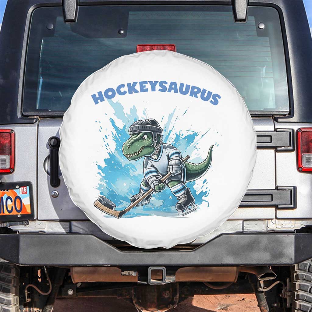 Hockeysaurus Spare Tire Cover Funny Dinosaur Playing Ice Hockey Gift - Wonder Print Shop
