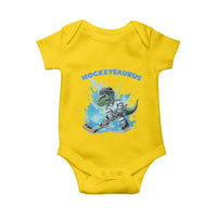 Hockeysaurus Baby Onesie Funny Dinosaur Playing Ice Hockey Gift - Wonder Print Shop