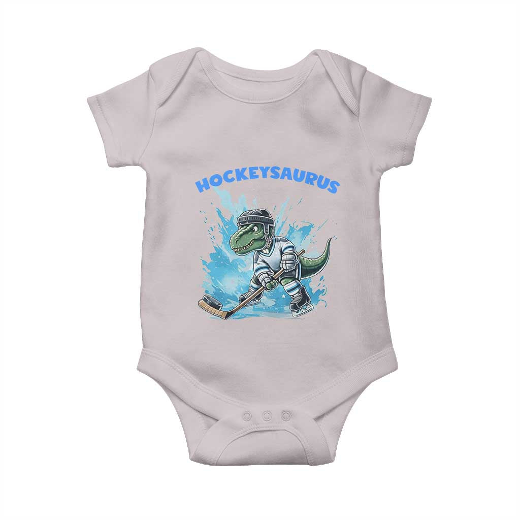 Hockeysaurus Baby Onesie Funny Dinosaur Playing Ice Hockey Gift - Wonder Print Shop