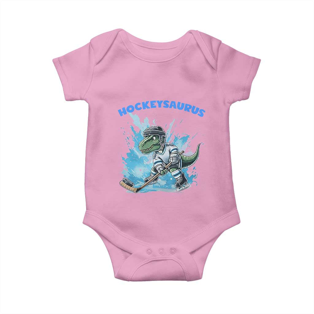 Hockeysaurus Baby Onesie Funny Dinosaur Playing Ice Hockey Gift - Wonder Print Shop