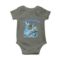 Hockeysaurus Baby Onesie Funny Dinosaur Playing Ice Hockey Gift - Wonder Print Shop