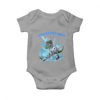 Hockeysaurus Baby Onesie Funny Dinosaur Playing Ice Hockey Gift - Wonder Print Shop