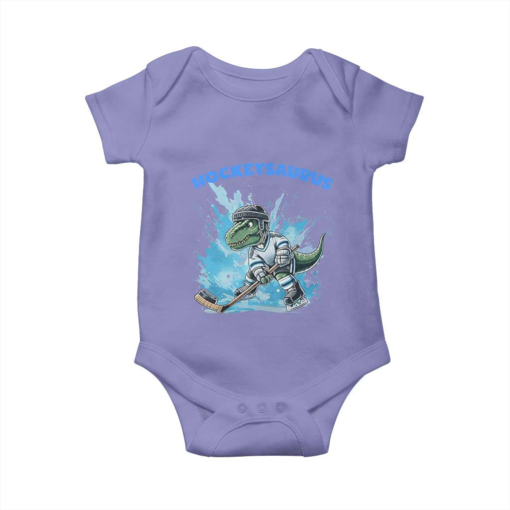 Hockeysaurus Baby Onesie Funny Dinosaur Playing Ice Hockey Gift - Wonder Print Shop