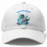 Hockeysaurus Baseball Cap Funny Dinosaur Playing Ice Hockey Gift