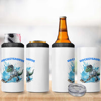 Hockeysaurus 4 in 1 Can Cooler Tumbler Funny Dinosaur Playing Ice Hockey Gift - Wonder Print Shop