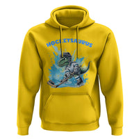 Hockeysaurus Hoodie Funny Dinosaur Playing Ice Hockey Gift - Wonder Print Shop