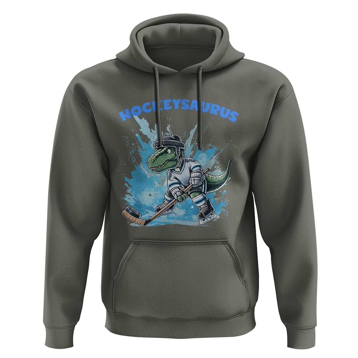 Hockeysaurus Hoodie Funny Dinosaur Playing Ice Hockey Gift - Wonder Print Shop