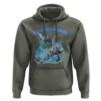 Hockeysaurus Hoodie Funny Dinosaur Playing Ice Hockey Gift - Wonder Print Shop