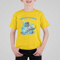 Hockeysaurus T Shirt For Kid Funny Dinosaur Playing Ice Hockey Gift - Wonder Print Shop