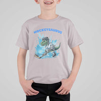 Hockeysaurus T Shirt For Kid Funny Dinosaur Playing Ice Hockey Gift - Wonder Print Shop