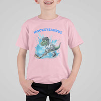 Hockeysaurus T Shirt For Kid Funny Dinosaur Playing Ice Hockey Gift - Wonder Print Shop