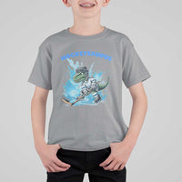 Hockeysaurus T Shirt For Kid Funny Dinosaur Playing Ice Hockey Gift - Wonder Print Shop