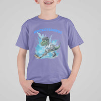 Hockeysaurus T Shirt For Kid Funny Dinosaur Playing Ice Hockey Gift - Wonder Print Shop