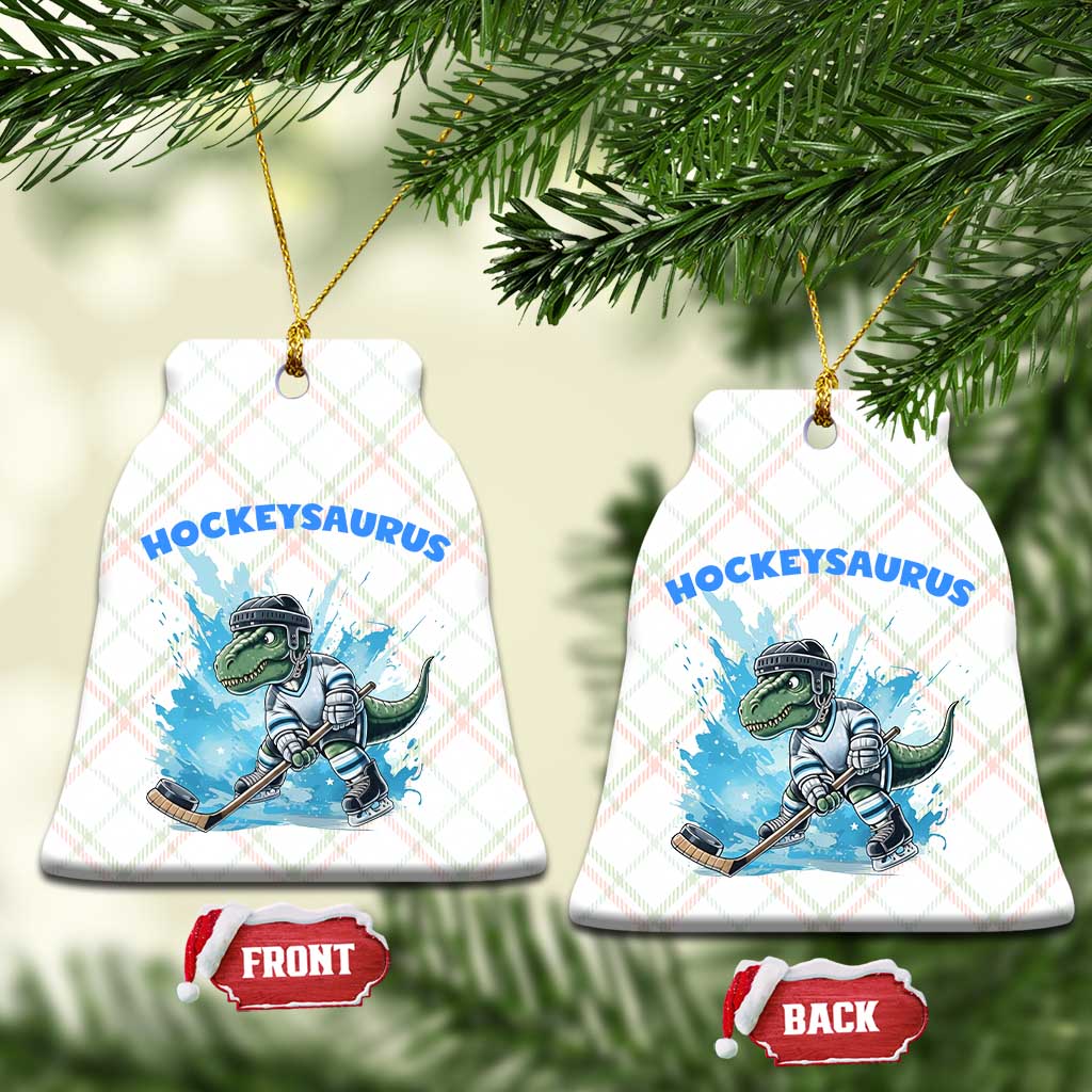 Hockeysaurus Ceramic Ornament Funny Dinosaur Playing Ice Hockey Gift - Wonder Print Shop