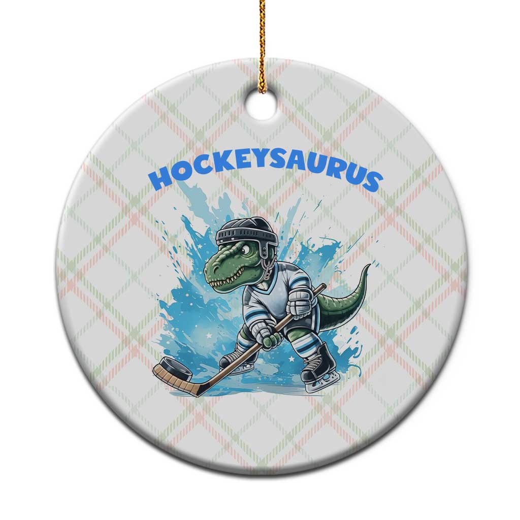 Hockeysaurus Ceramic Ornament Funny Dinosaur Playing Ice Hockey Gift - Wonder Print Shop