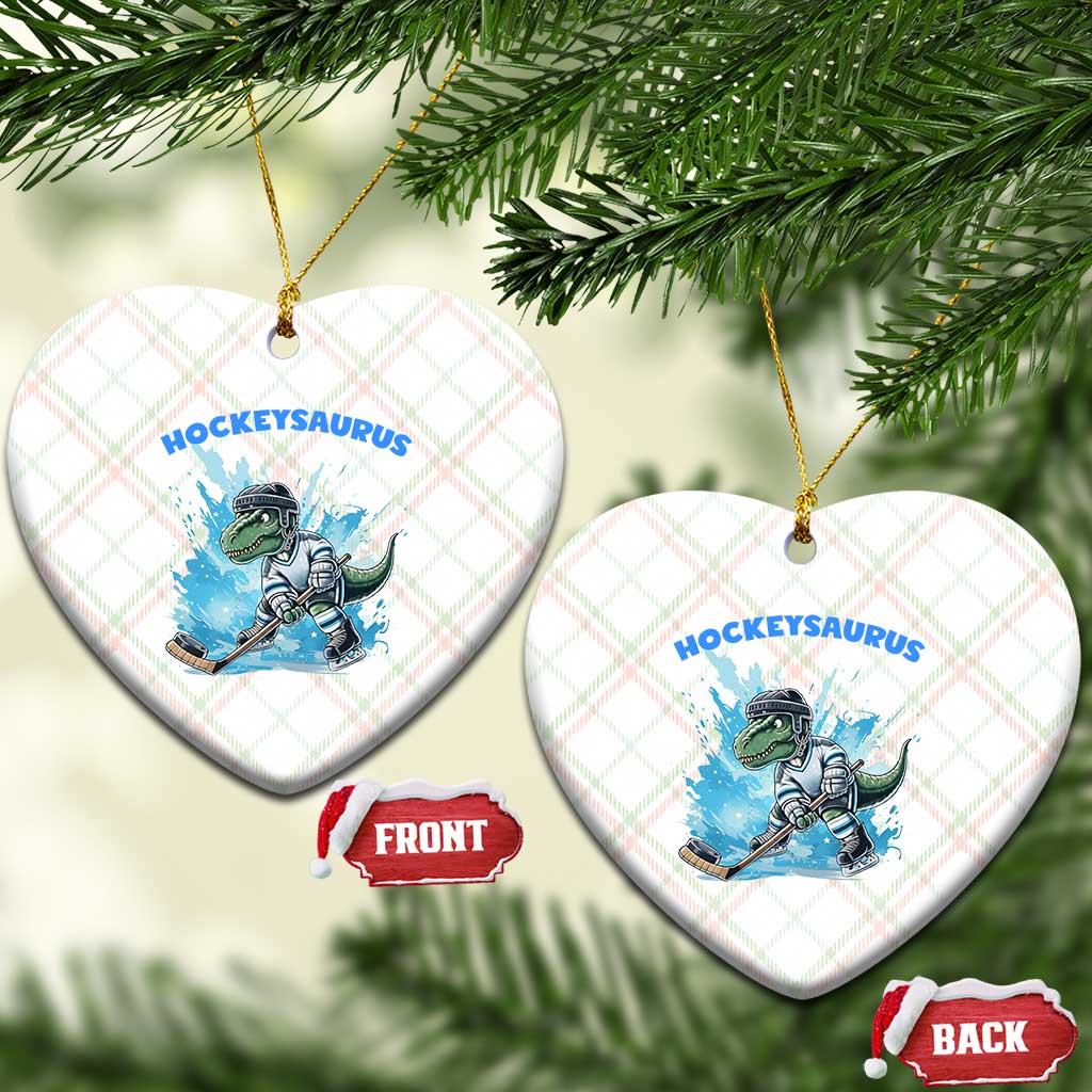 Hockeysaurus Ceramic Ornament Funny Dinosaur Playing Ice Hockey Gift - Wonder Print Shop