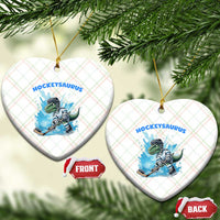 Hockeysaurus Ceramic Ornament Funny Dinosaur Playing Ice Hockey Gift - Wonder Print Shop
