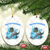 Hockeysaurus Ceramic Ornament Funny Dinosaur Playing Ice Hockey Gift - Wonder Print Shop