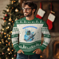 Hockeysaurus Ugly Christmas Sweater Funny Dinosaur Playing Ice Hockey Gift - Wonder Print Shop