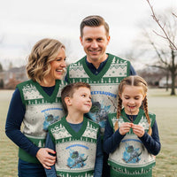 Hockeysaurus V-Neck Knit Sweater Vest Funny Dinosaur Playing Ice Hockey Gift - Wonder Print Shop