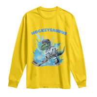 Hockeysaurus Long Sleeve Shirt Funny Dinosaur Playing Ice Hockey Gift - Wonder Print Shop