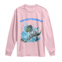 Hockeysaurus Long Sleeve Shirt Funny Dinosaur Playing Ice Hockey Gift - Wonder Print Shop